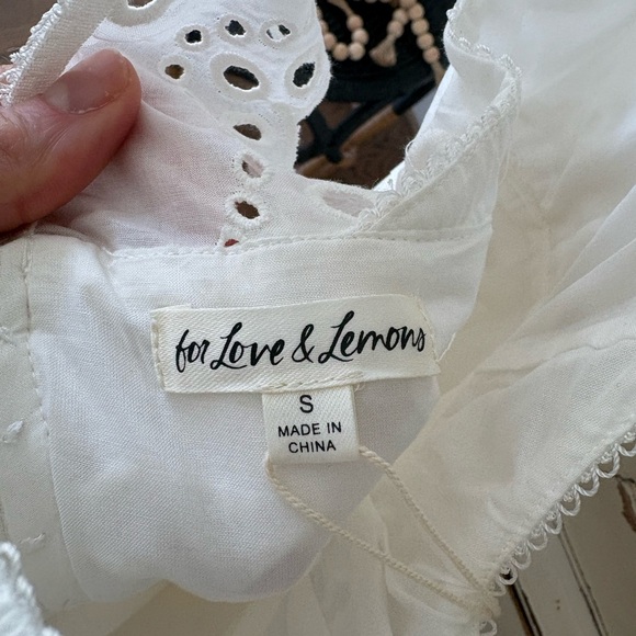 For Love & Lemons White Eyelet V-Neck Dress Size small - Picture 4 of 5